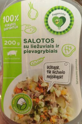 salotos su liežuviais ir pievagrybiais