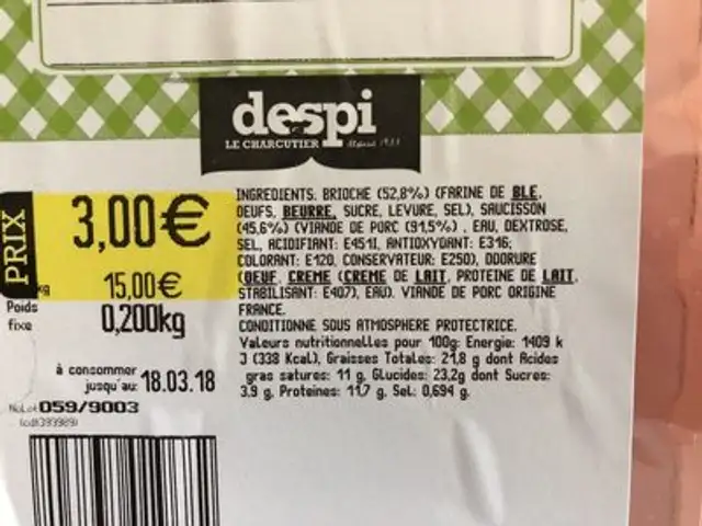 Saucisson brioché ingredients label