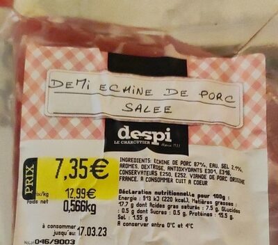 Demi échine de porc salée
