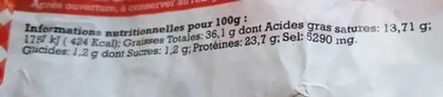 Mini Jésus ingredients label