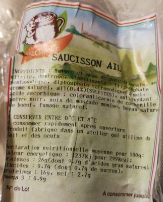 Saucisson ail front packaging