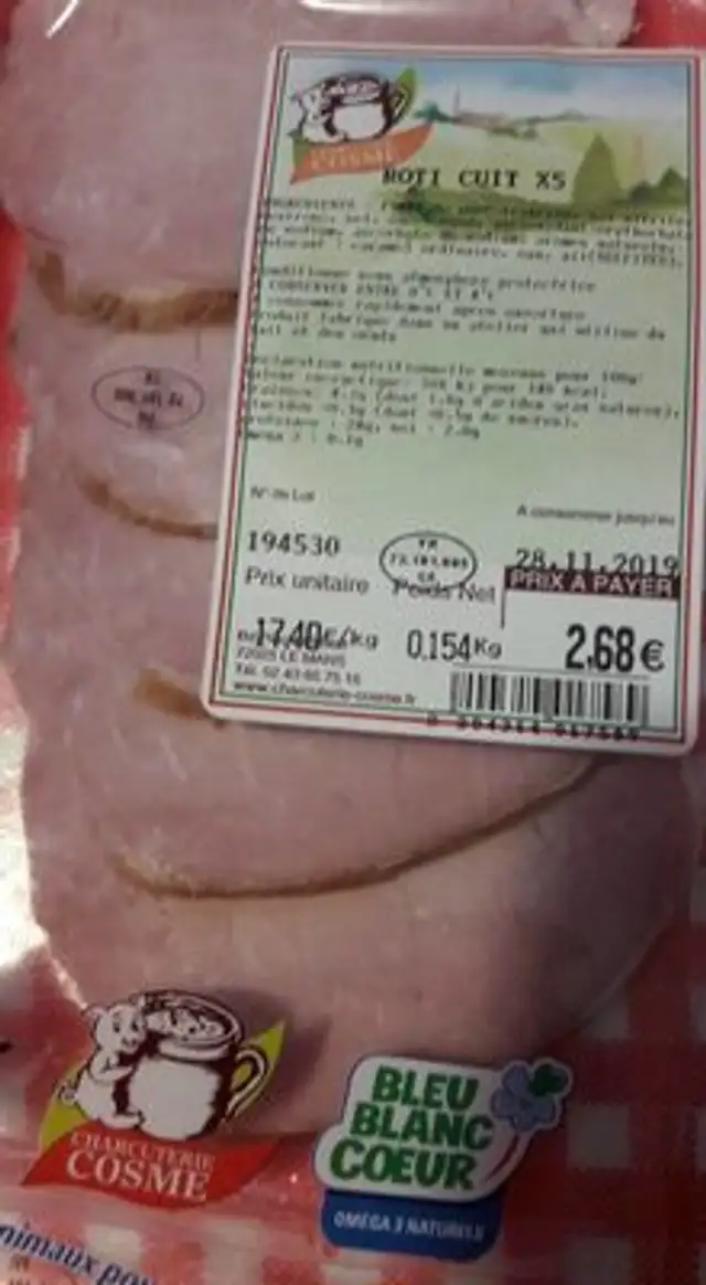 Roti cuit ×5 nutrition facts table