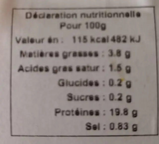 Lomot au piment doux vpf nutrition facts table