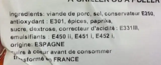 Lomo ingredients label