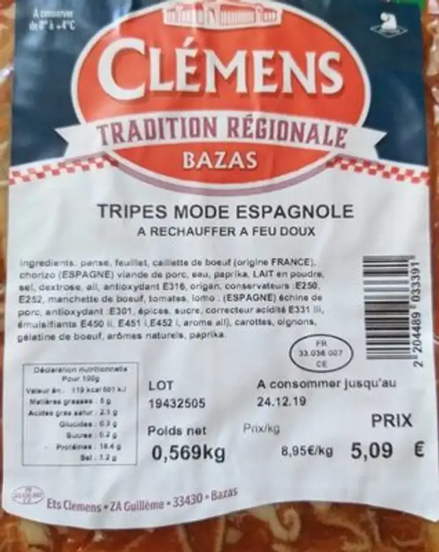 Tripes mode espagnole front packaging
