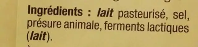 Cantal entre deux ingredients label