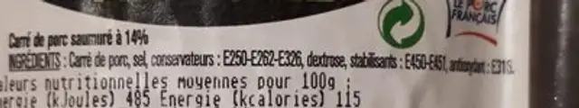 Rôti saumuré nature ingredients label