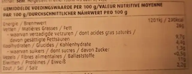 Saucisson de veau nutrition facts table