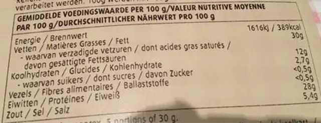 Pavé au poivre vert nutrition facts table
