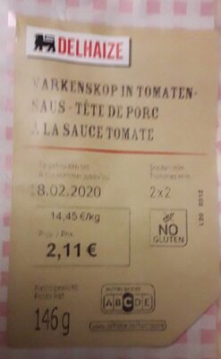 Tête de porc à la sauce tomate front packaging
