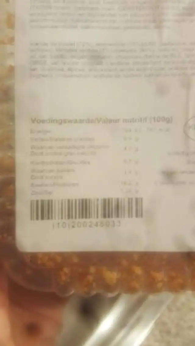 Calzone de poulet/fromage/tomate nutrition facts table
