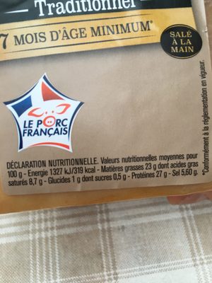 Quart de jambon sec ingredients label