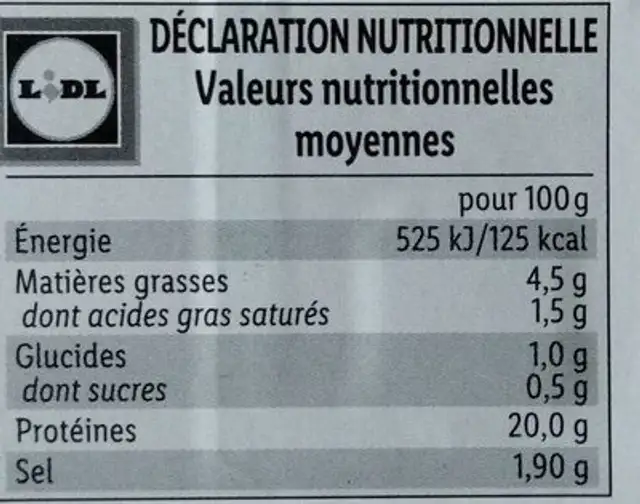 Jambon traditionnel fumé au bois de hêtre nutrition facts table