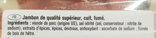 Jambon traditionnel au bois de hetre ingredients label