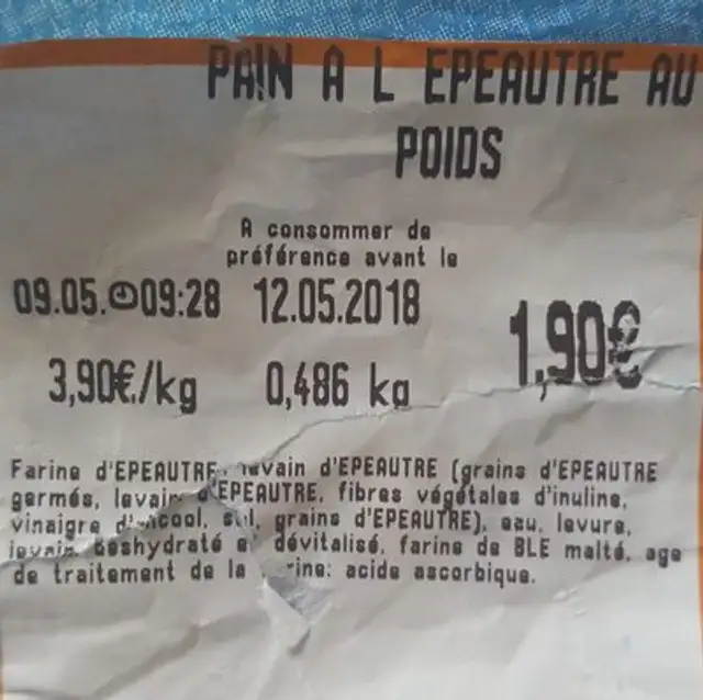 Pain epautre ingredients label