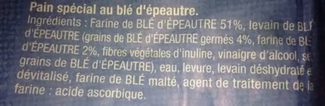 Pain Epautre ingredients label