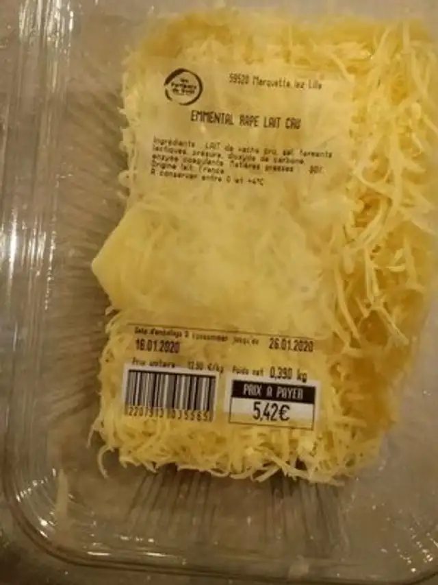 Emmental râpé lait cru