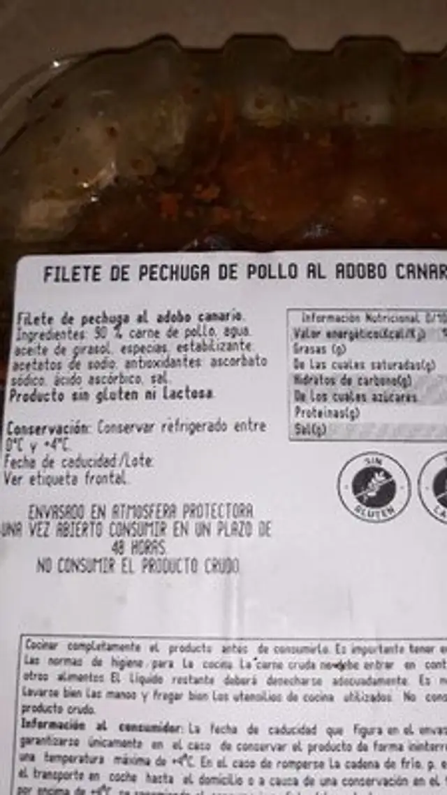 Filete de pechuga de pollo al adobo canario