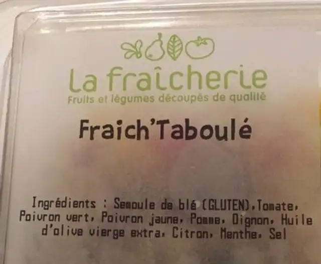 Fraich' Taboulé ingredients label