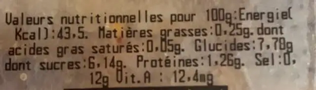 Duo carotte et bettrave nutrition facts table