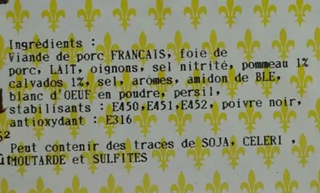 Terrine de campagne ingredients label
