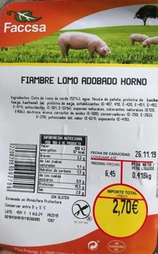 Fiambre lomo adobado horno