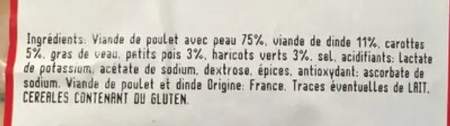 P'tits farcis de poulet petits legumes ingredients label