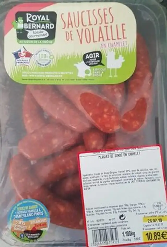 Saucisses de volaille en chapelet