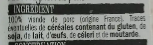 Filet mignon de porc ingredients label