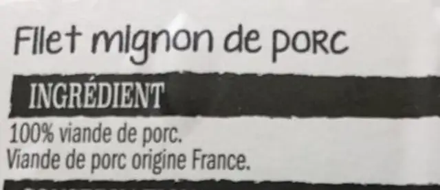 Filet mignon ingredients label