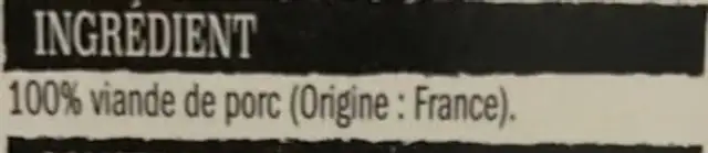 Filet mignon de porc ingredients label