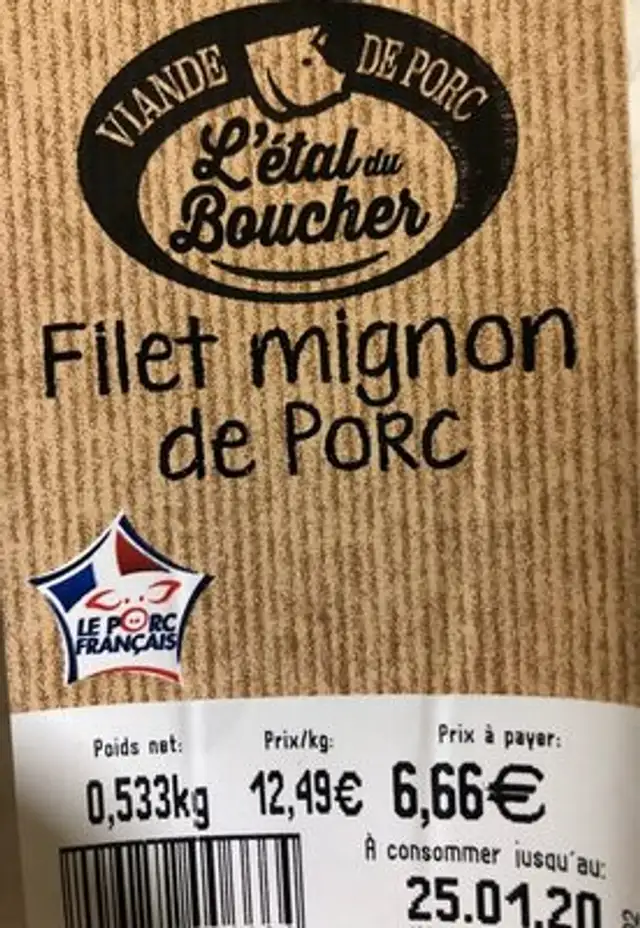 Filet mingnon de porc nutrition facts table