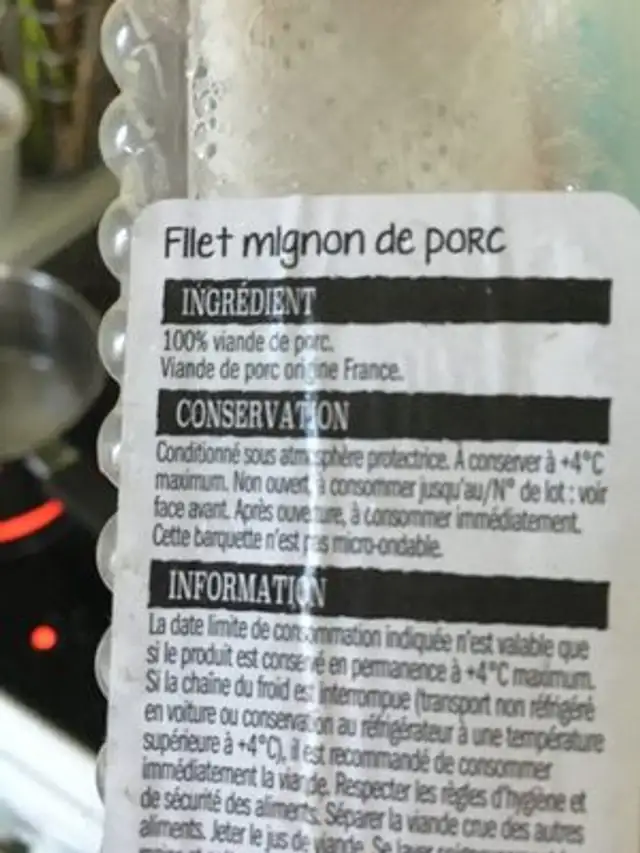 Filet mignon ingredients label