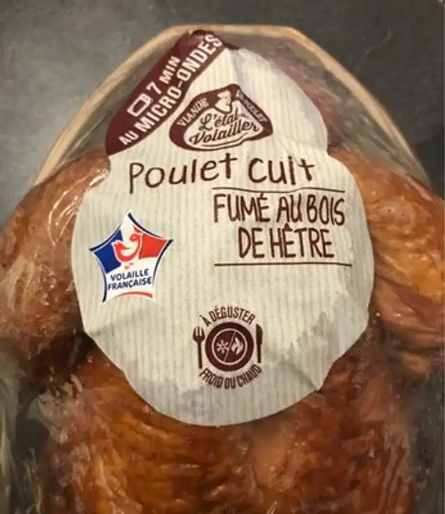 Poulet cuit fumé au bois de hêtre
