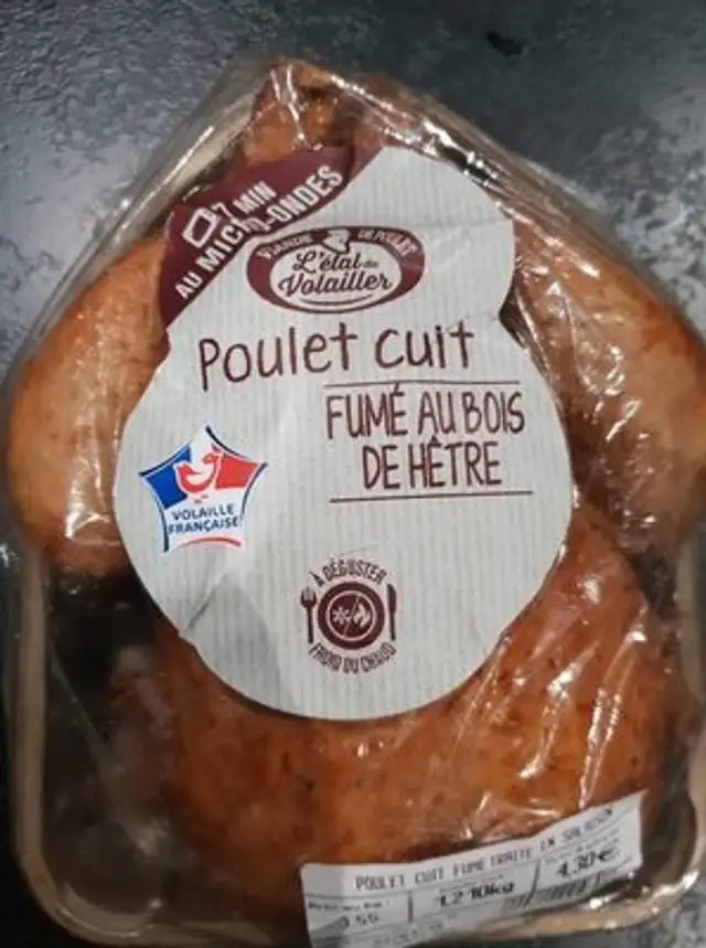 Poulet cuit fumé