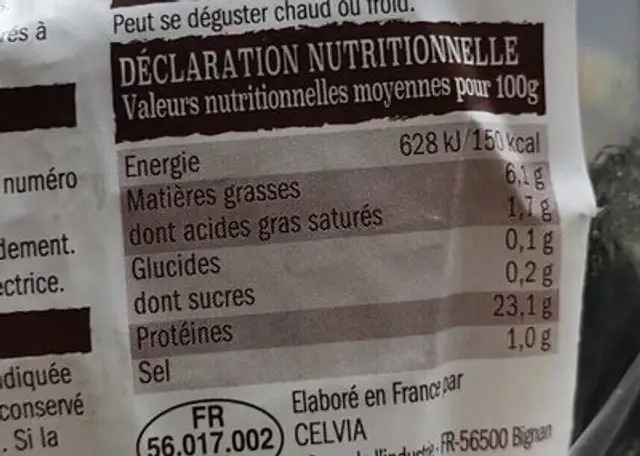 Poulet cuit fumé au bois de hêtre nutrition facts table