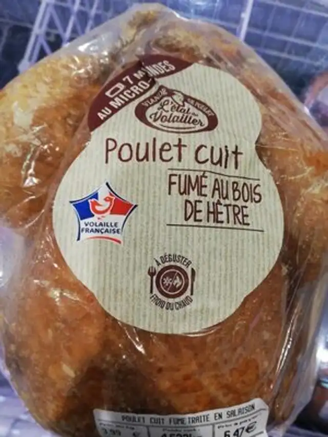 Poulet cuit fumé au bois de Hêtre