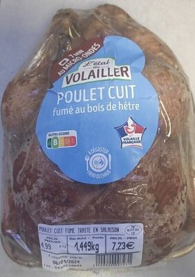 Poulet cuit fumé au bois de hêtre
