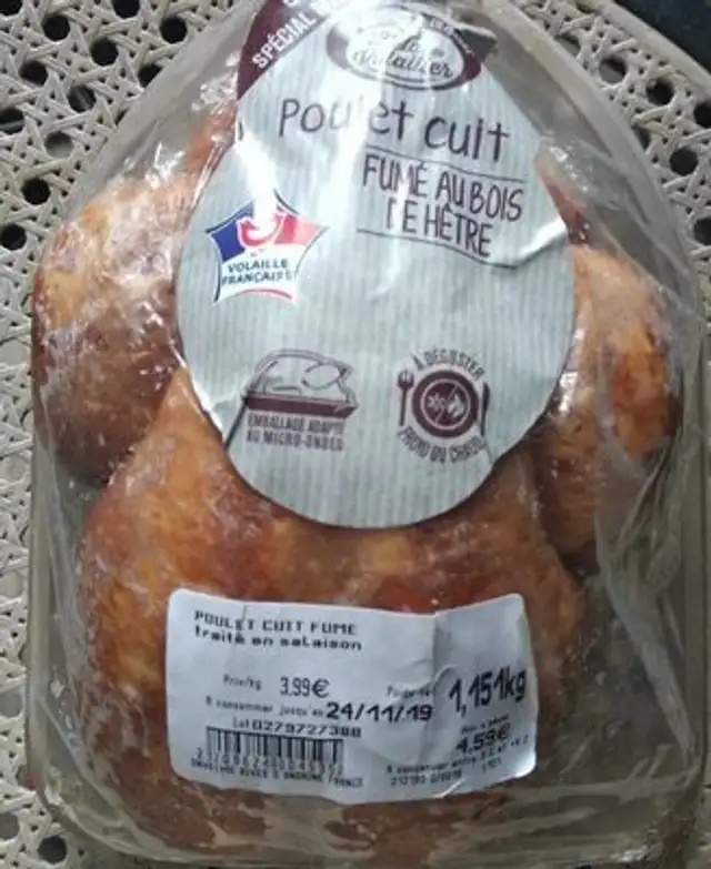 Poulet cuit fumé