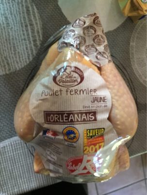 Poulet jaune fermier - elevé en pleine air. front packaging