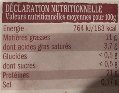 Poulet fermier l’orleanais nutrition facts table