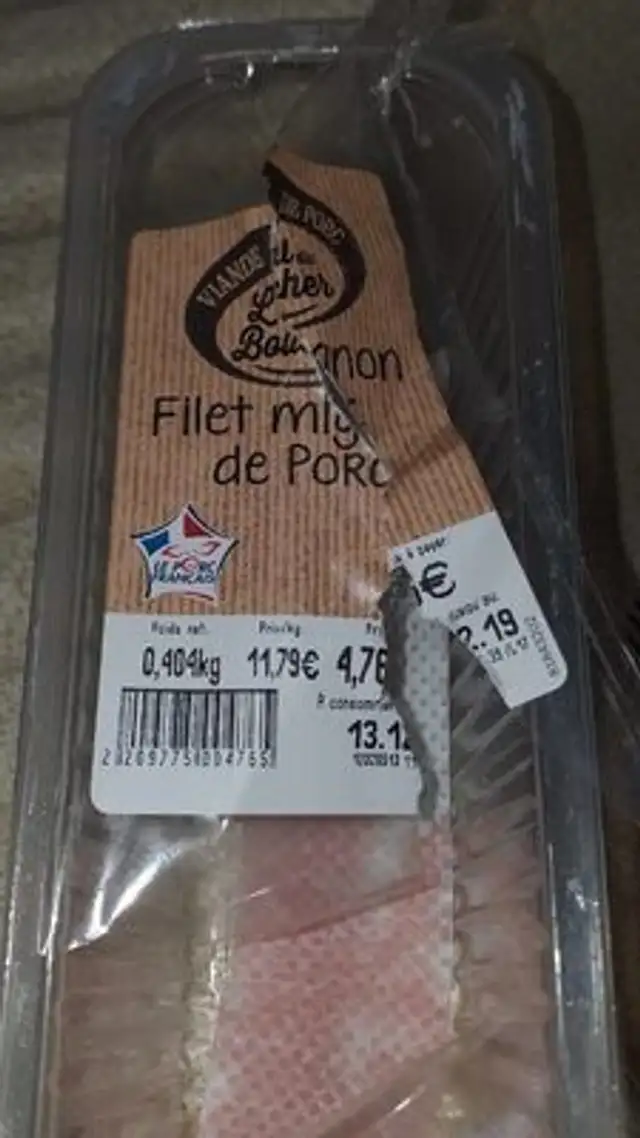 Filet mignon de porc nutrition facts table