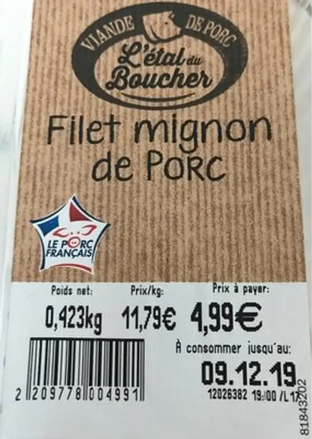 Filet mignon nutrition facts table