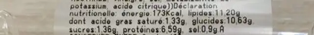 Wrap saumon nutrition facts table