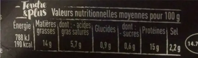 La palette de porc supérieure nutrition facts table