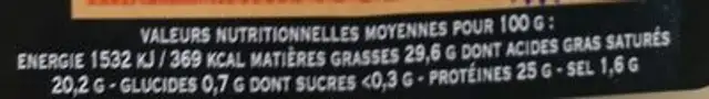Raclette de savoie nutrition facts table