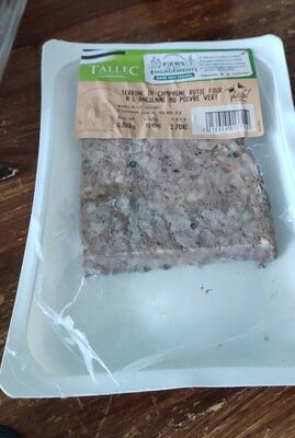 Terrine de campagne rôtie four à l ancienne au poivre Vert