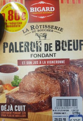 Paleron de boeuf fondant et jus à la vigneronne