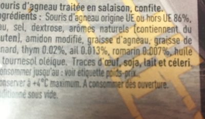 Souris  d'un agneau ingredients label