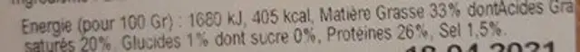 Abondance nutrition facts table